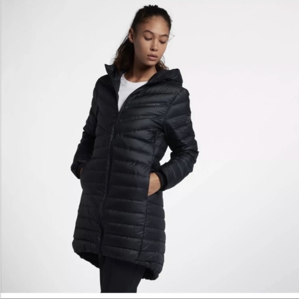 Nike Sportswear Tech AeroLoft Down Parka Jacket Sz S Longline Cozy Athleisure